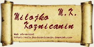 Milojko Kozničanin vizit kartica